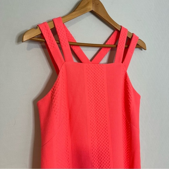 Nanette Lepore Coral Criss-Cross Strap Stretchy Mini Sun Dress. Size 8. - Picture 4 of 12